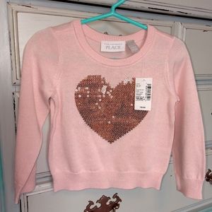 Children's Place pink sweater sequin heart